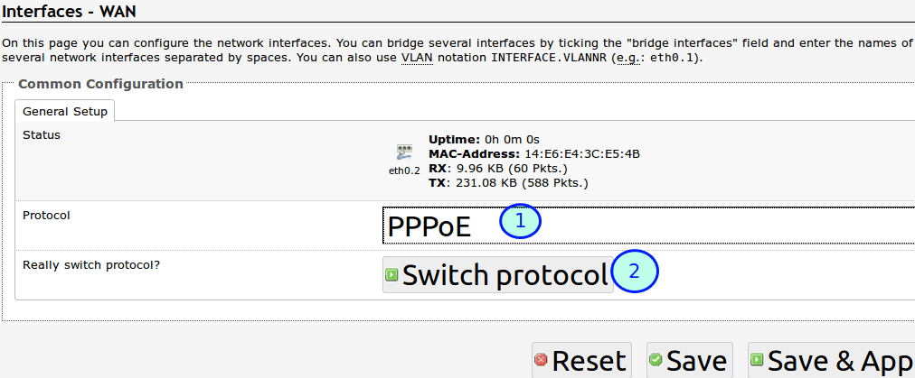 OpenWrt路由器luCI设置PPPoE拨号上网