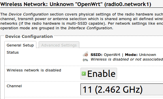 OpenWrt路由器luCI启用WIFI