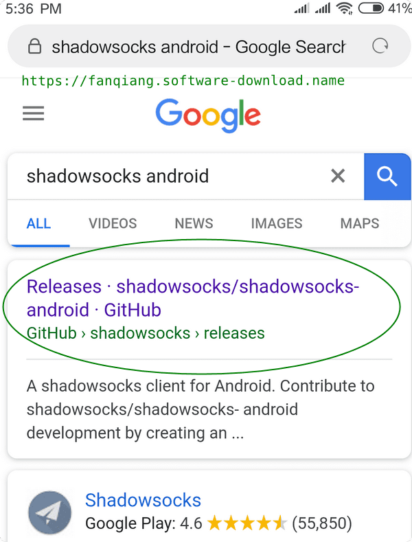 Google 搜索 android shadowsocks下载地址