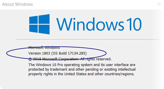 Check Windows 10 version number